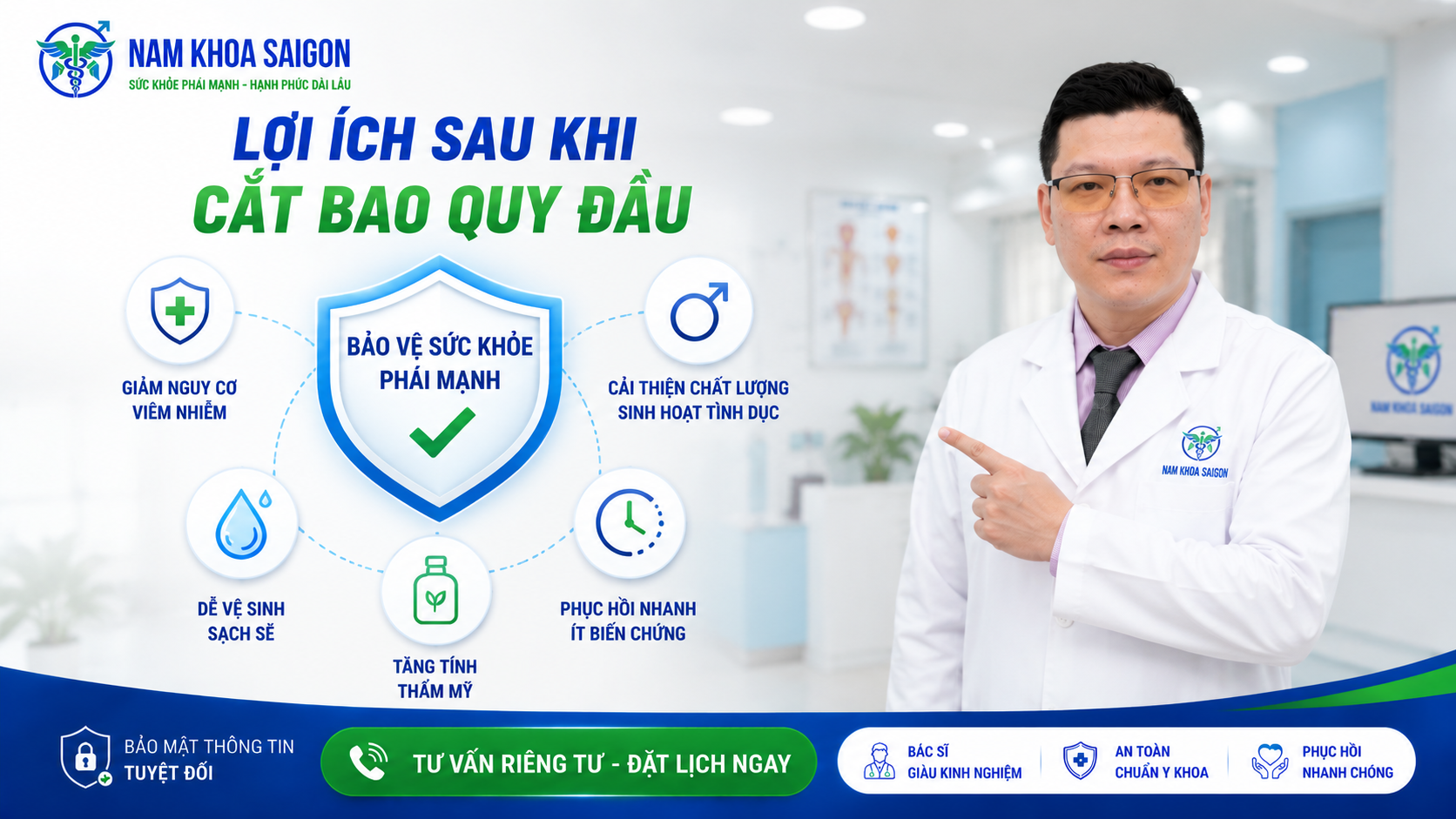 5 lợi ích sức khỏe thiết thực sau khi phẫu thuật cắt bao quy đầu