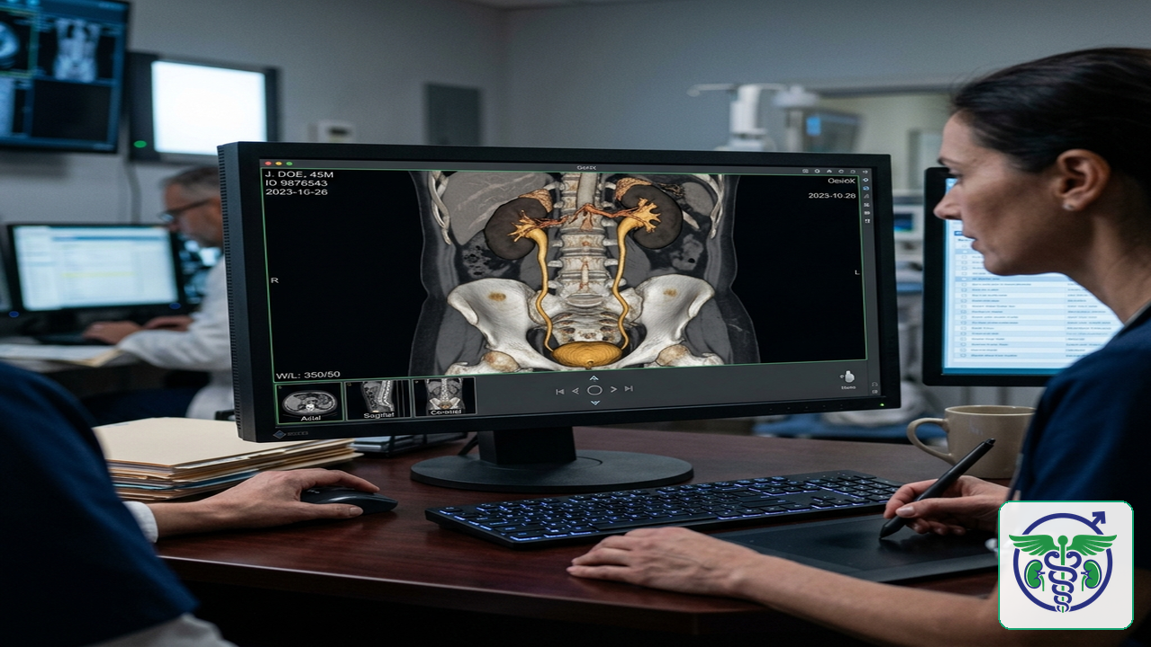 Hình ảnh 3D hệ tiết niệu chẩn đoán vị trí sỏi thận và sỏi niệu đạo